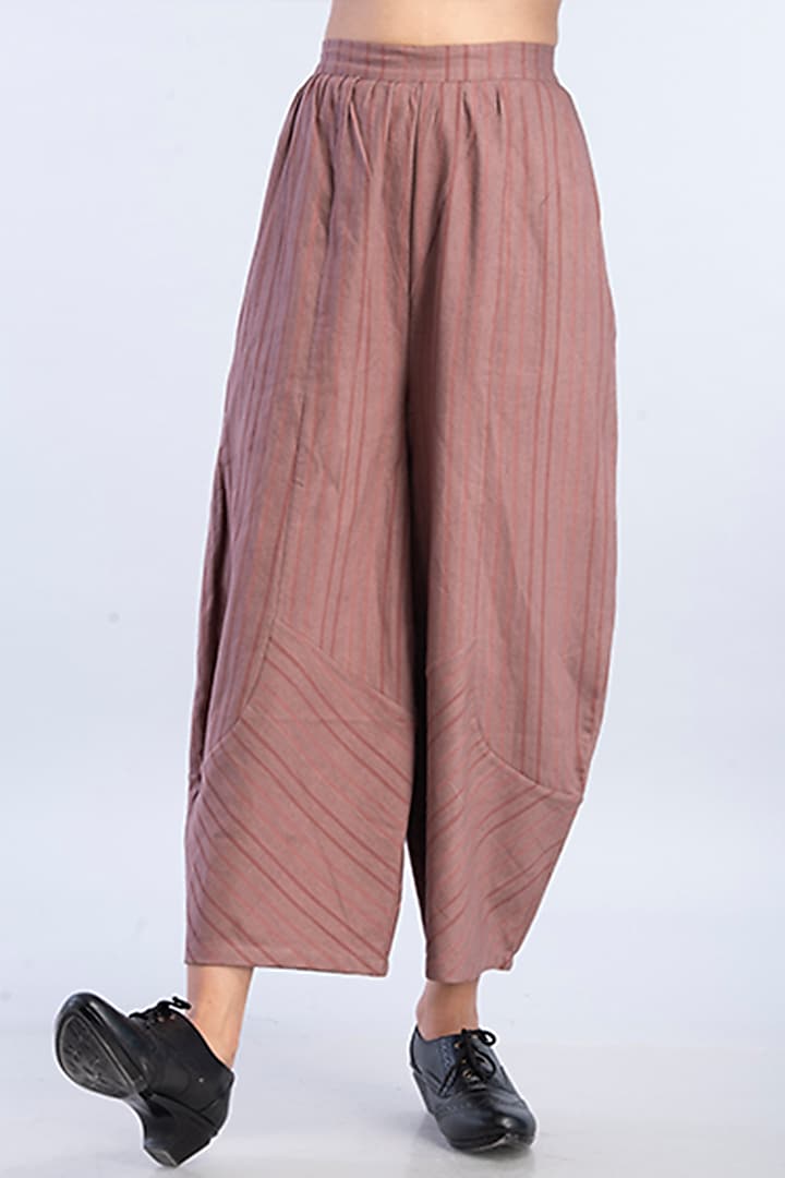 Aubergine Hand Block Printed Trousers by Raffughar at Pernia's Pop Up Shop