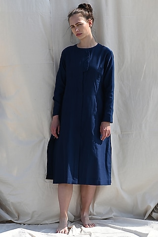 Poseiden Blue Handwoven Kurta by Raffughar