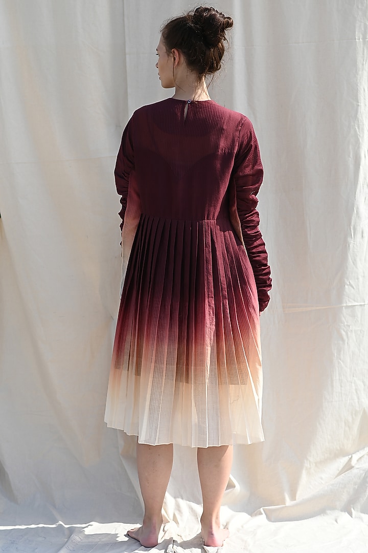 Syrup Brown & Ochre Handwoven Ombre Vacation Dress by Raffughar at Pernia's Pop Up Shop