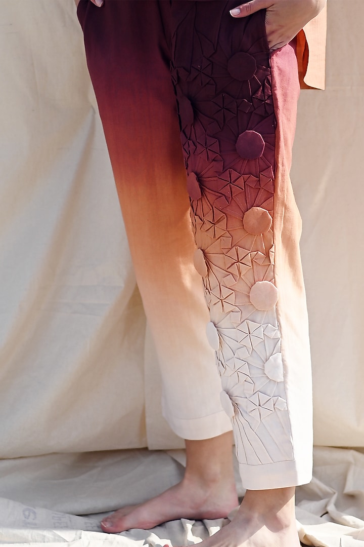 Syrup Brown & Ochre Handwoven Trousers by Raffughar at Pernia's Pop Up Shop
