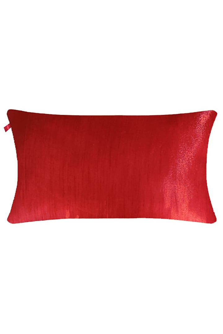 Dark Red Cotton Silk Blend Cushion Cover by RAFFINEE at Pernia's Pop Up Shop
