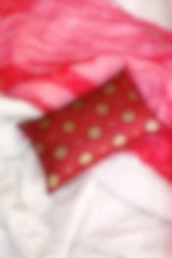 Dark Red Cotton Silk Blend Cushion Cover by RAFFINEE