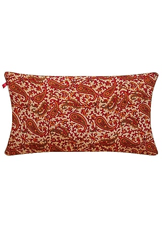 Ivory Cotton Silk Blend Cushion Cover by RAFFINEE