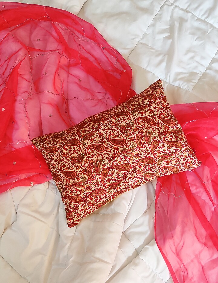 Ivory Cotton Silk Blend Cushion Cover by RAFFINEE at Pernia's Pop Up Shop