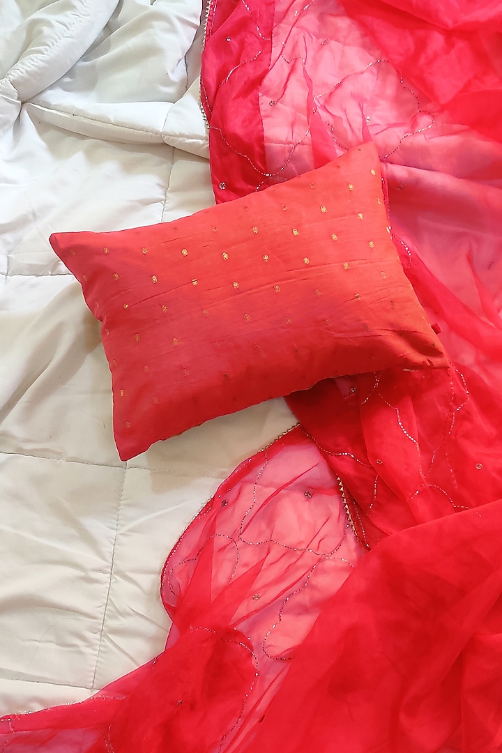 Pink Embroidered Cushion Cover Design by RAFFINEE at Pernia's Pop Up