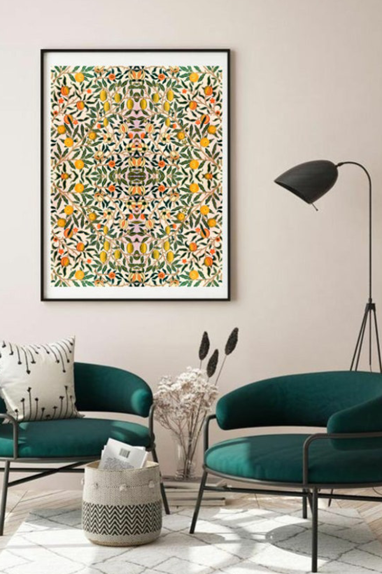 Multi-Coloured Indian Lemon Print Wall Art by RAFFINEE at Pernia's Pop Up Shop