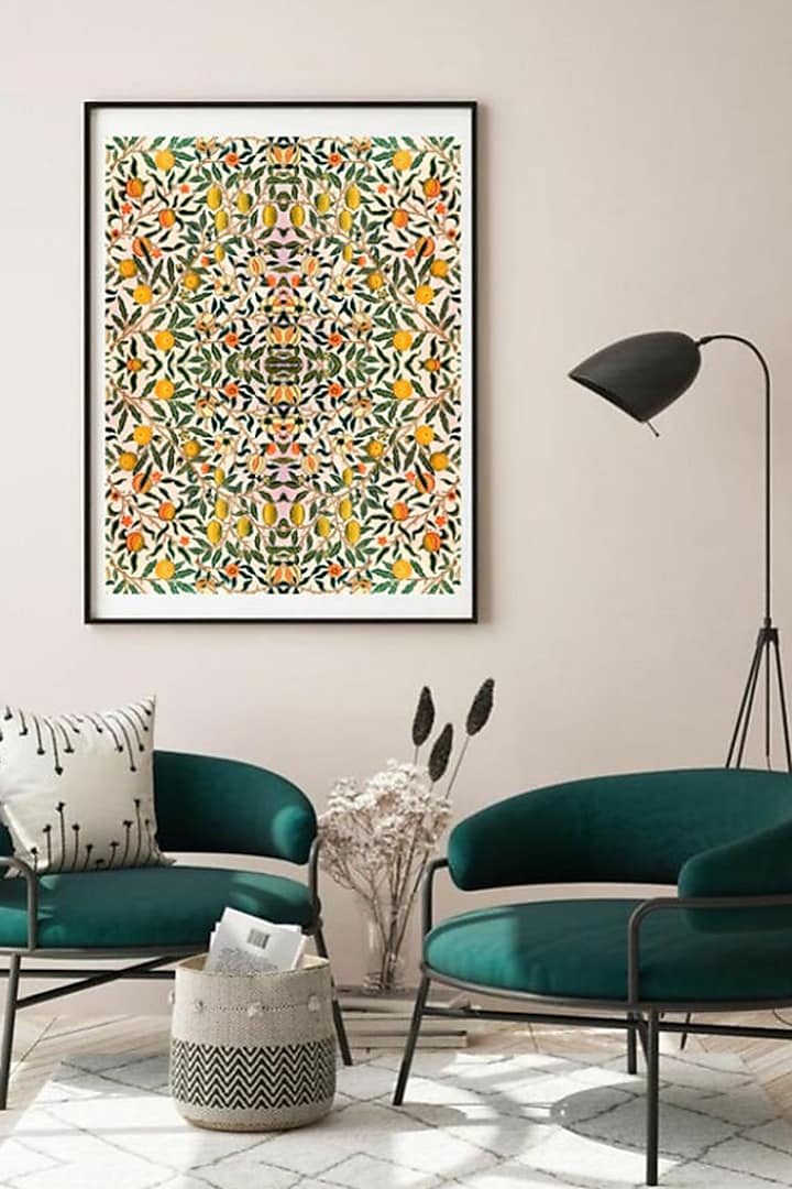 Multi-Coloured Indian Lemon Print Wall Art by RAFFINEE