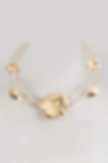 Gold Plated Floral Motif Choker Necklace Set by Raga Baubles