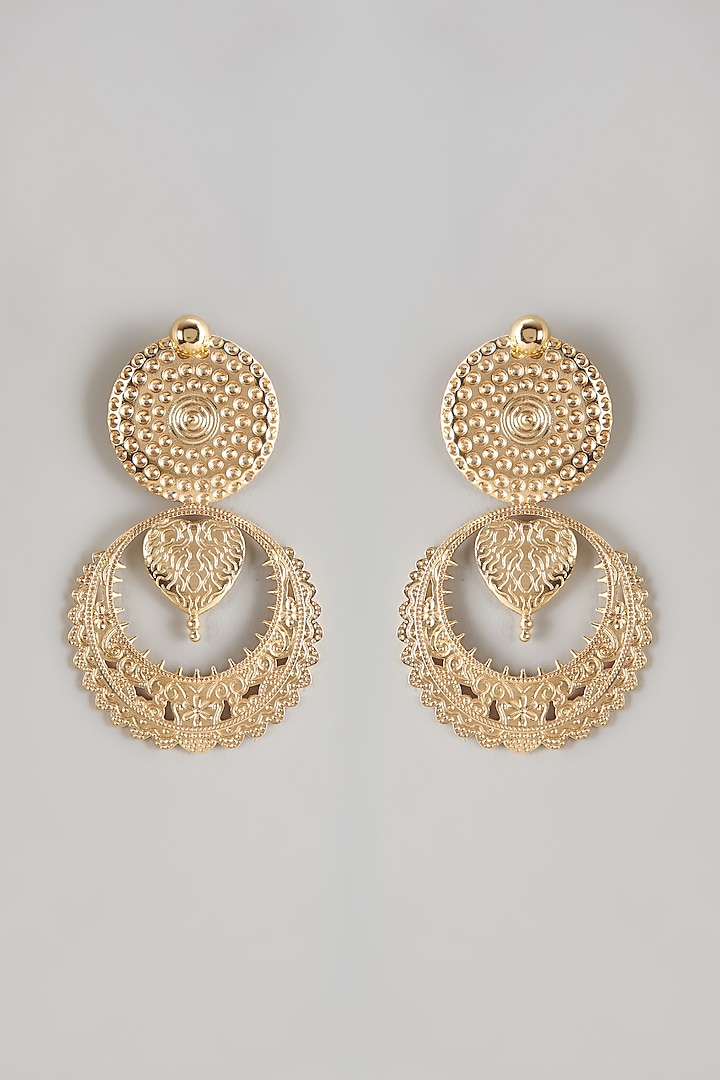 Gold Plated Motif Dangler Earrings by Raga Baubles