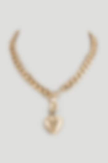 Gold Plated Heart Pendant Necklace by Raga Baubles