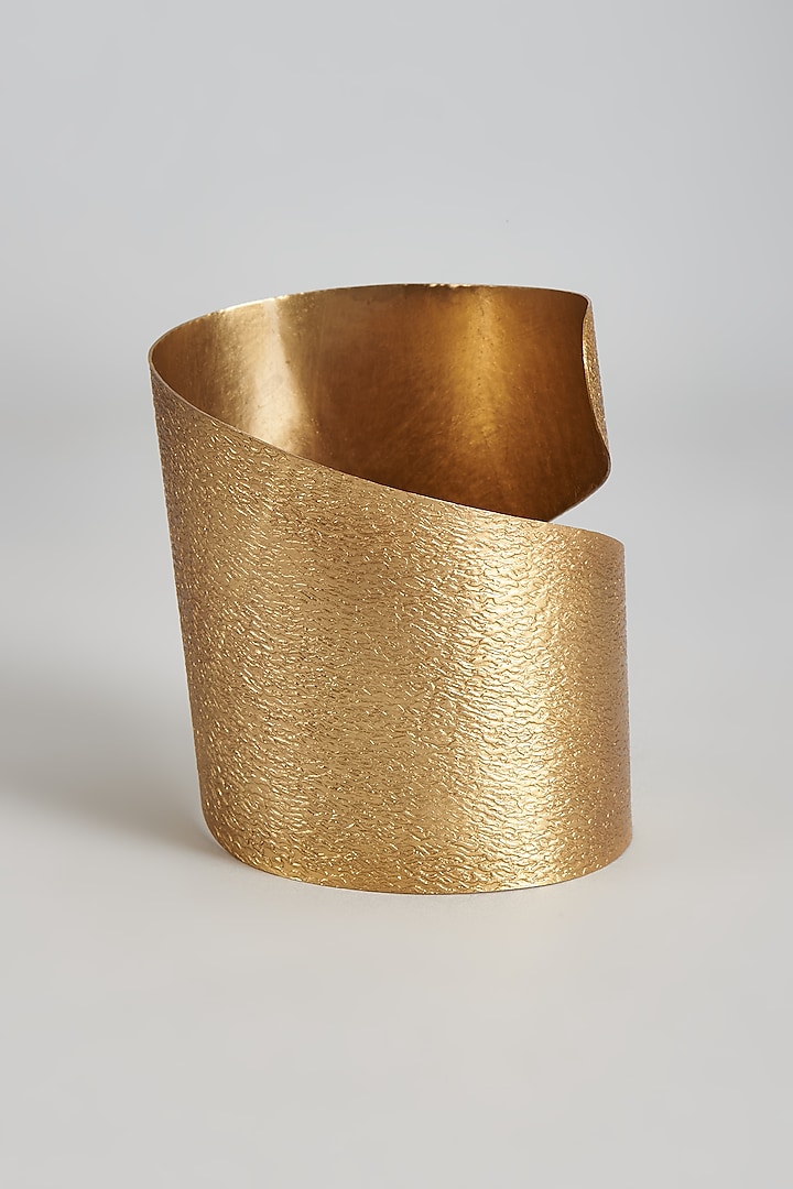Gold Plated Textured Cuff by Raga Baubles