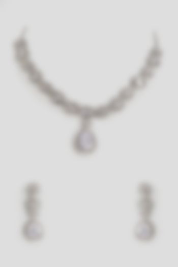 White Finish Zircon Necklace Set by Raga Baubles at Pernia's Pop Up Shop