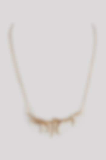 Gold Plated Textured Abstract Necklace by Raga Baubles