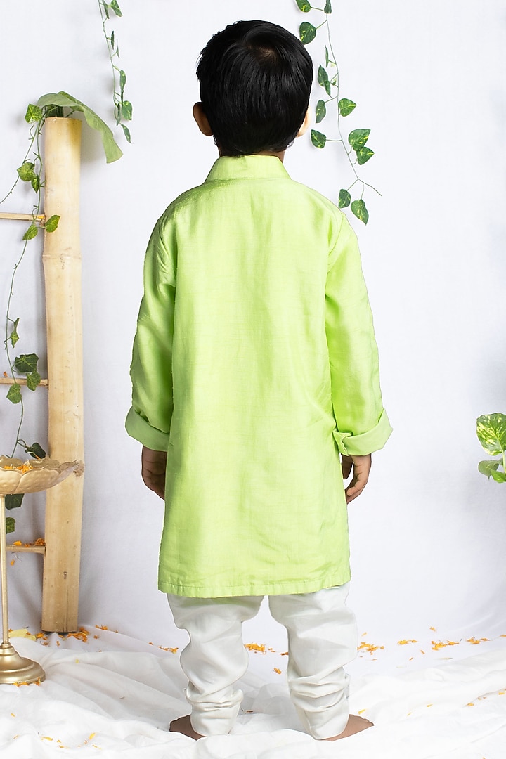 Pastel Green Bemberg Silk Gota Kurta Set For Boys by Rage Attire at Pernia's Pop Up Shop