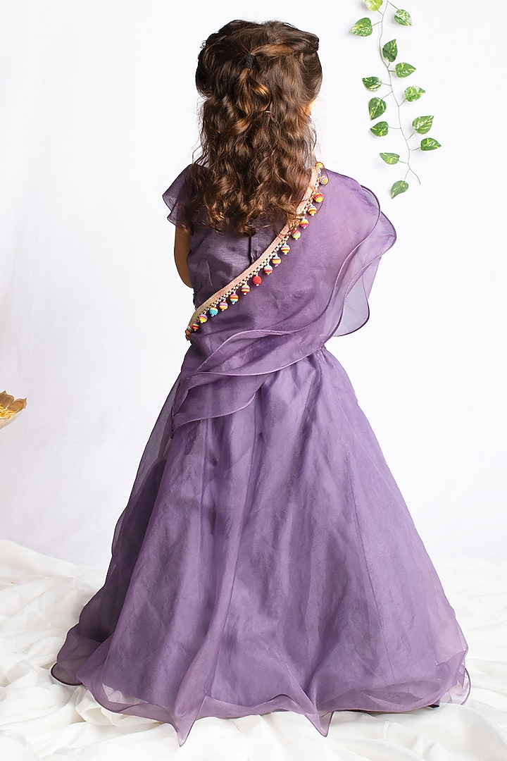 Greyish Violet Organza & Bemberg Silk Lehenga Set For Girls by Rage Attire at Pernia's Pop Up Shop