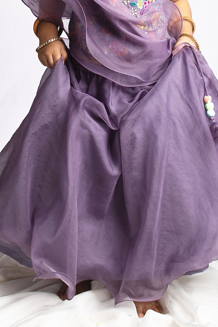 Greyish Violet Organza & Bemberg Silk Lehenga Set For Girls by Rage Attire at Pernia's Pop Up Shop