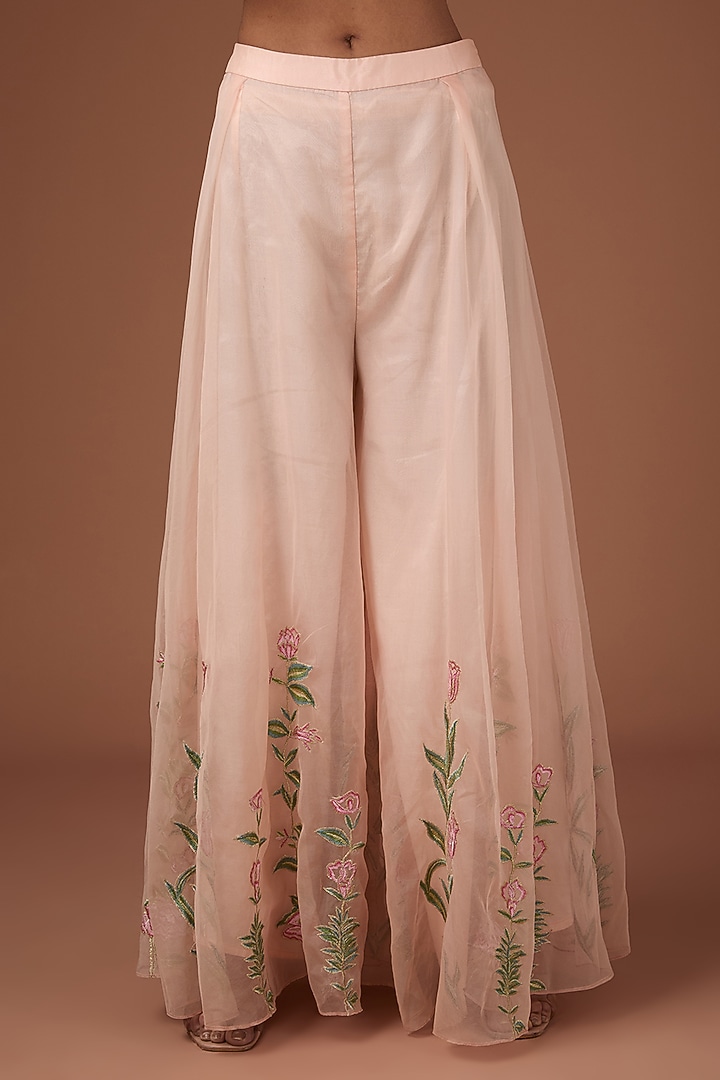 Pink Silk Organza Aari & Floral Hand Embroidered Bridal Lehenga Set by Rahul Singh at Pernia's Pop Up Shop