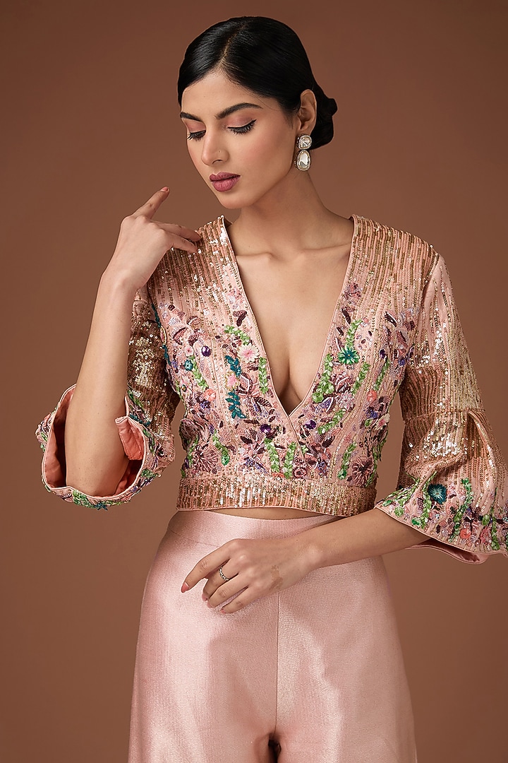Pink Linen Silk Pant Set by Rahul Singh at Pernia's Pop Up Shop