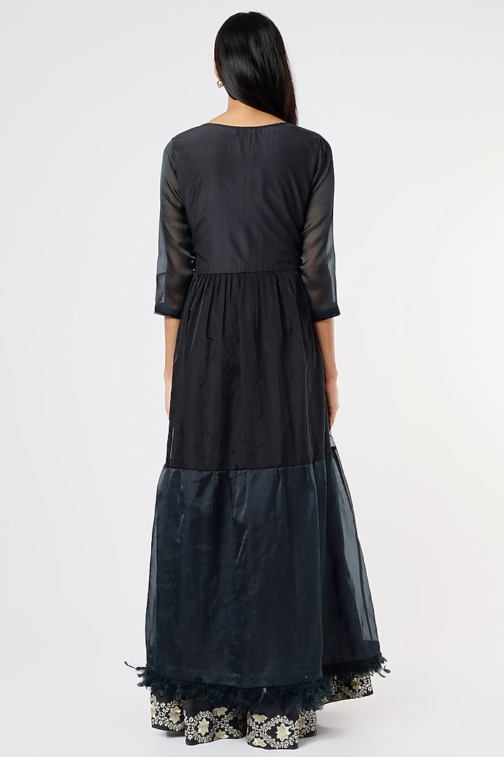 Black Organza Wedding Anarkali by Rahul Singh at Pernia's Pop Up Shop