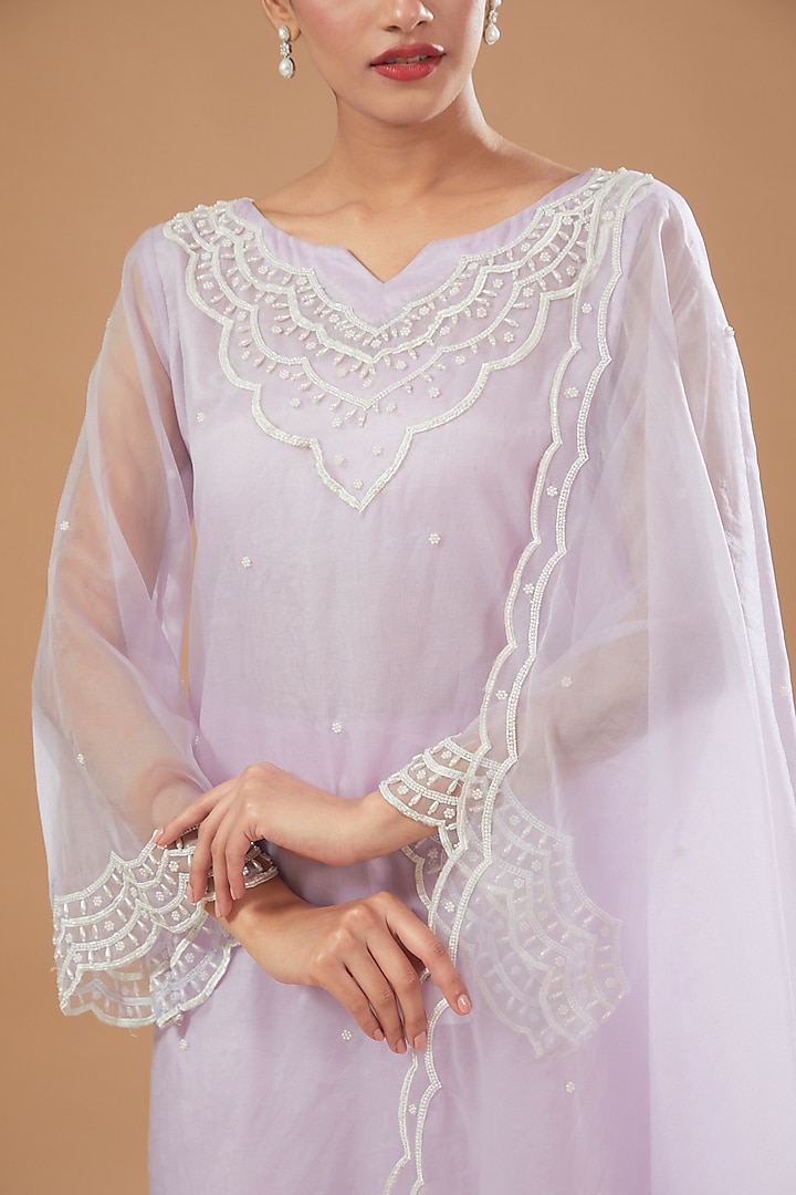 Pink Silk Organza Machine Embroidered Kurta Set by Rahul Singh at Pernia's Pop Up Shop