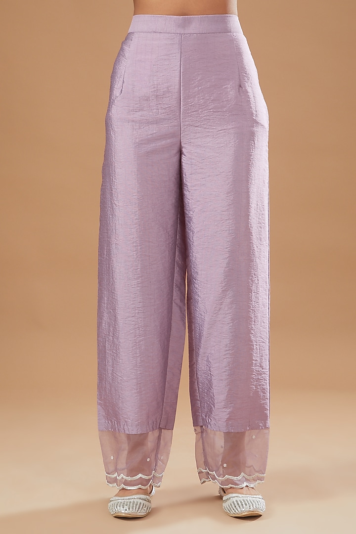 Purple Silk Organza Machine Embroidered Kurta Set by Rahul Singh at Pernia's Pop Up Shop