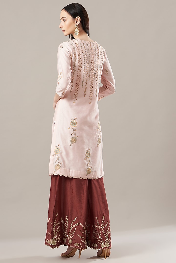 Wine Chanderi Silk Wedding Sharara Set by Rahul Singh at Pernia's Pop Up Shop