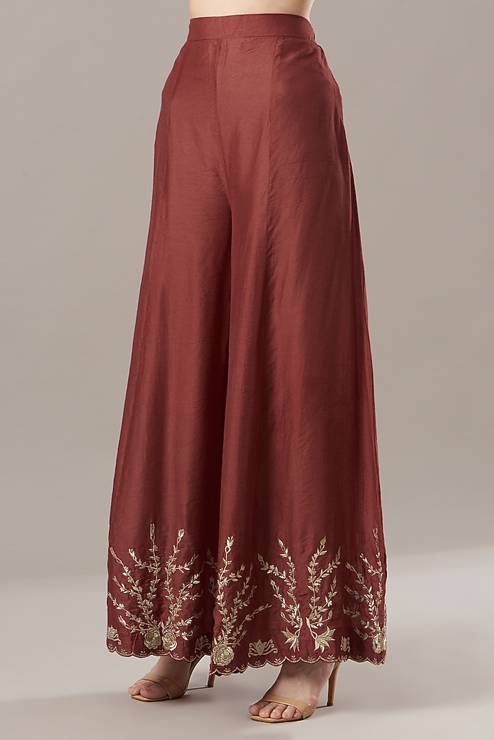 Wine Chanderi Silk Wedding Sharara Set by Rahul Singh at Pernia's Pop Up Shop