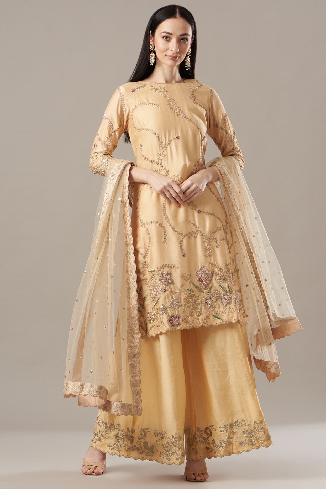 Yellow Chanderi Silk Wedding Sharara Set by Rahul Singh at Pernia's Pop Up Shop