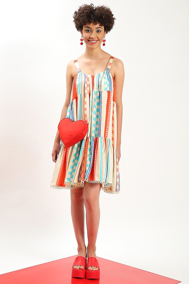Multi-Colored Striped Printed Dress by RADKA
