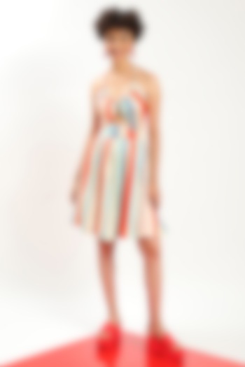 Multi-Colored Striped Printed Mini Dress by RADKA