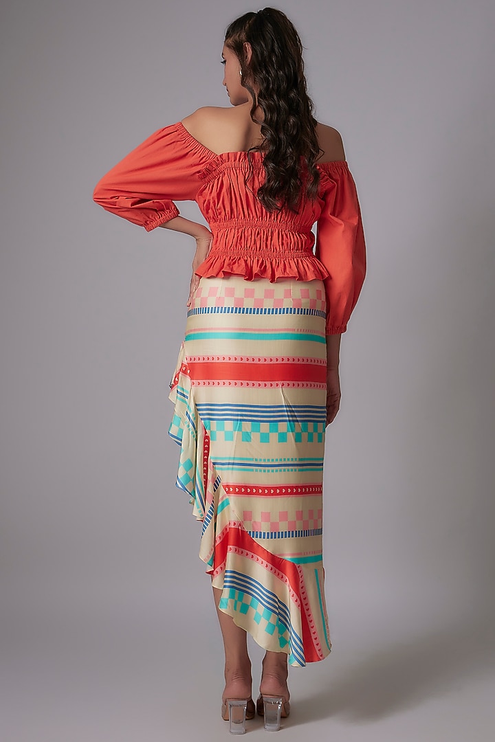 Red Cotton Poplin Peplum Top by RADKA at Pernia's Pop Up Shop
