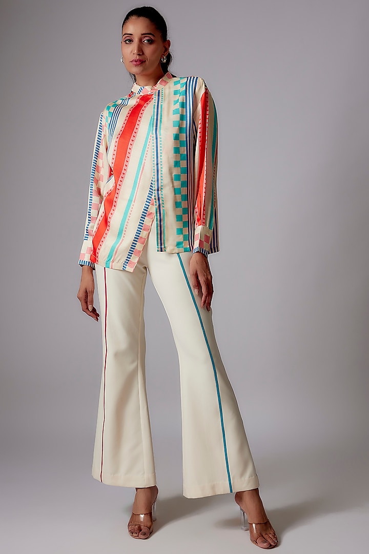 Multi-Colored Orient Slub Printed Asymmetric Shirt by RADKA at Pernia's Pop Up Shop