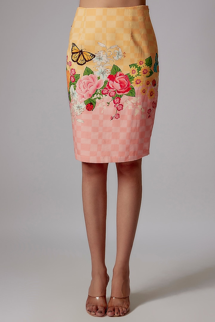 Multi-Colored Cotton Poplin Printed Pencil Skirt by RADKA at Pernia's Pop Up Shop