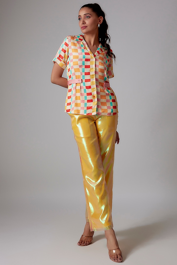Multi-Colored Modal Satin Printed Shirt by RADKA