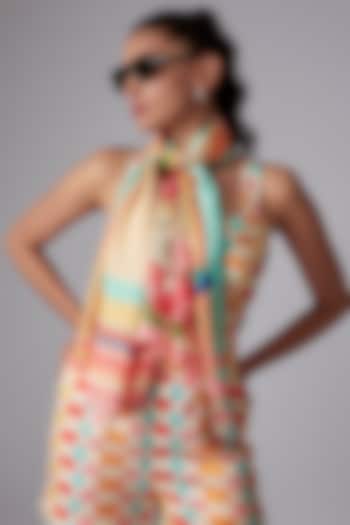 Multi-Colored Satin Printed Sarong Skirt by RADKA