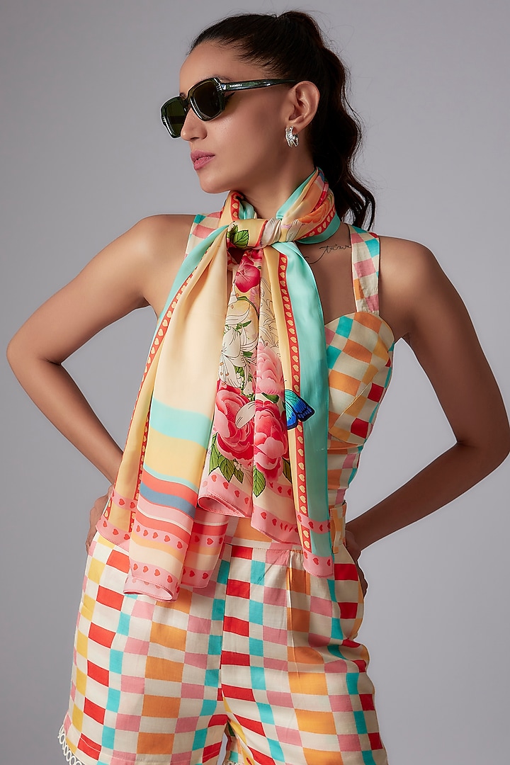 Multi-Colored Satin Printed Sarong Skirt by RADKA
