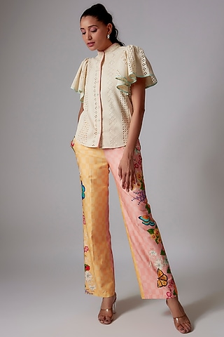 Off-White Cotton & Semi Crepe Shirt by RADKA