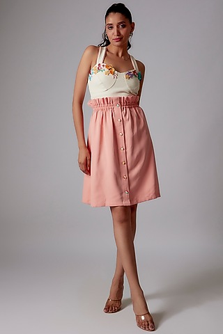 Pink Banana Crepe Ruffled Skirt by RADKA