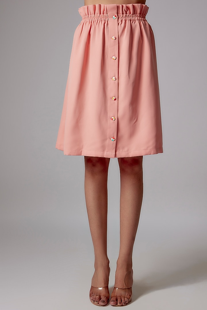 Pink Banana Crepe Ruffled Skirt by RADKA at Pernia's Pop Up Shop