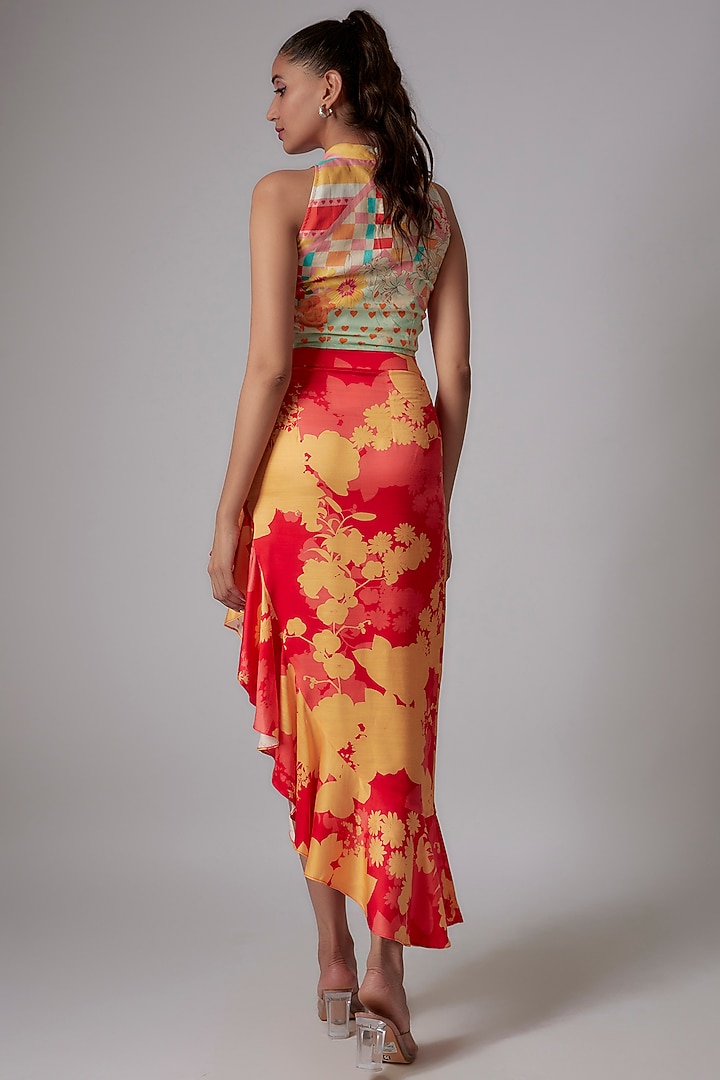 Multi-Colored Satin & Tencel Voile Printed Top by RADKA at Pernia's Pop Up Shop