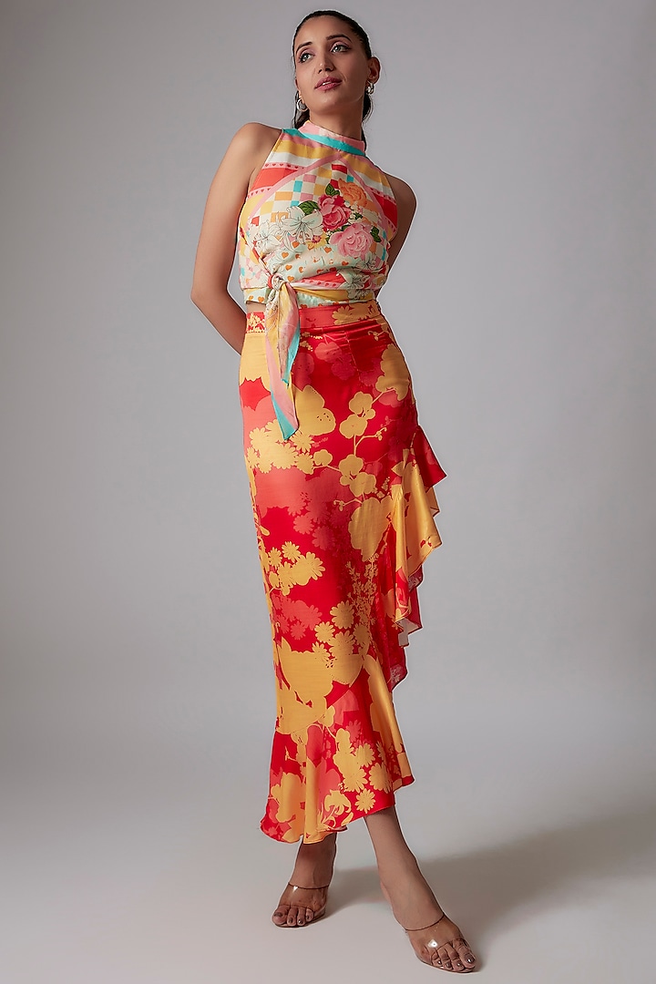 Multi-Colored Orient Slub Printed Skirt by RADKA at Pernia's Pop Up Shop