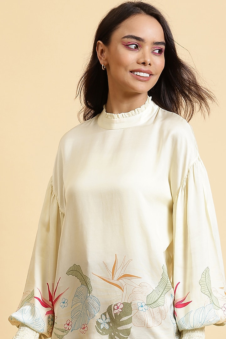 Off White Floral Printed Blouse by RADKA at Pernia's Pop Up Shop