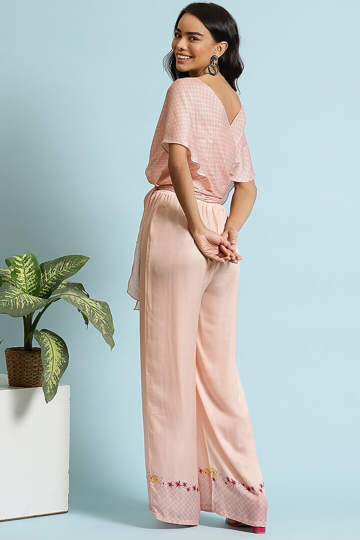 Baby Pink Floral Printed Jumpsuit by RADKA at Pernia's Pop Up Shop