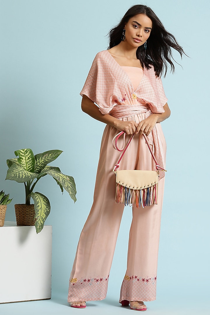 Baby Pink Floral Printed Jumpsuit by RADKA at Pernia's Pop Up Shop