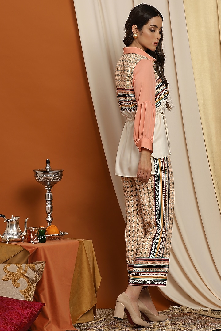 Coral Georgette Printed Shirt by RADKA at Pernia's Pop Up Shop