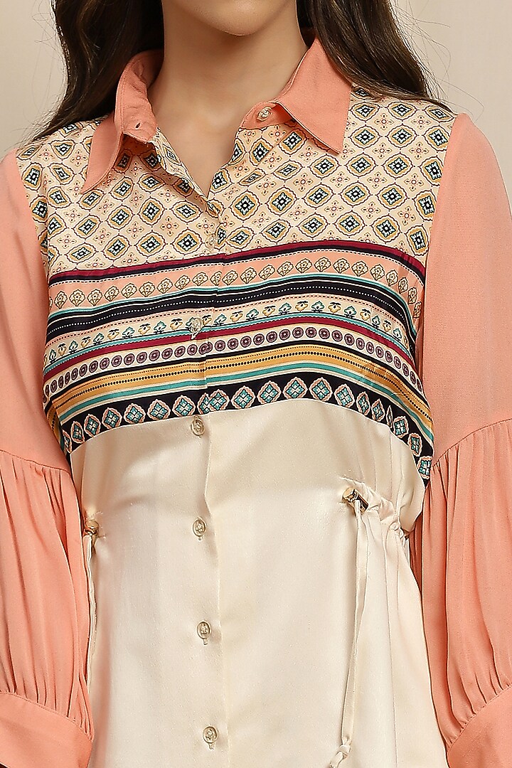 Coral Georgette Printed Shirt by RADKA at Pernia's Pop Up Shop