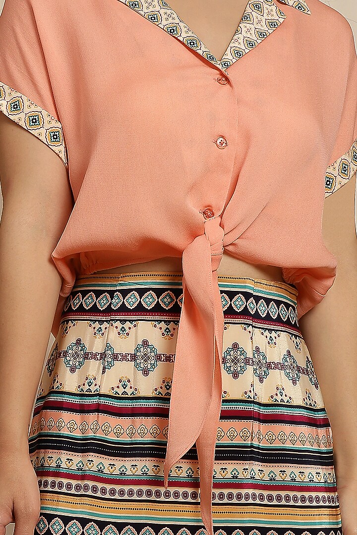 Coral Georgette Tie Up Top by RADKA at Pernia's Pop Up Shop