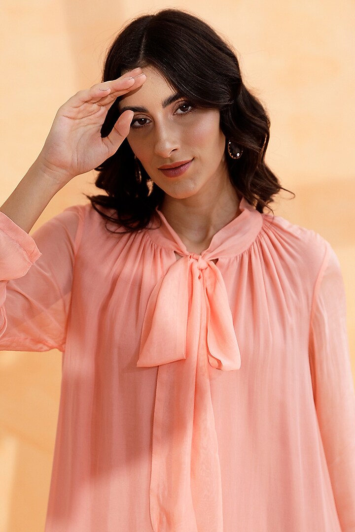 Peach Pearl Flat Chiffon Midi Summer Dress by RADKA at Pernia's Pop Up Shop