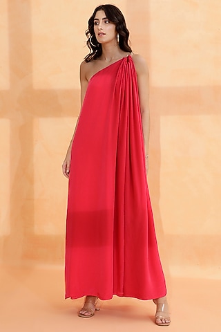 Fuchsia Viscose Crepe Maxi Dress by RADKA