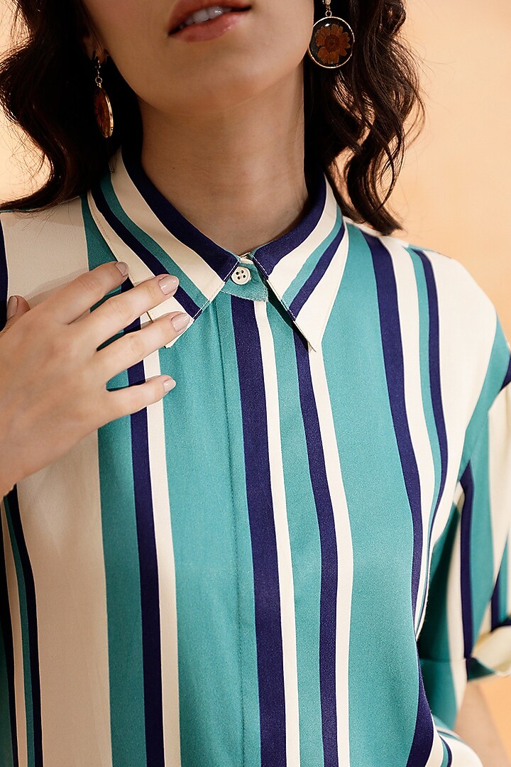 Multi-Colored Viscose Satin Printed Cropped Shirt by RADKA at Pernia's Pop Up Shop